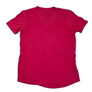 Armani Exchange AX T-Shirt Red Short Sleeve V-Neck Graphics
